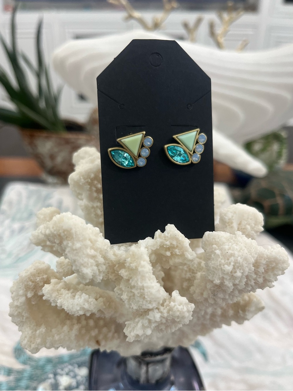 Brand New! Silpada KR Brass Earrings w/ Swarovski Blue crystal and rhinestones